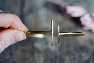 Minimalist Brass Bangle Bracelet, Open Cuff Bracelet, Gold Tone Armlet, Modern Statement Jewellery, Boho Bracelet for Women
