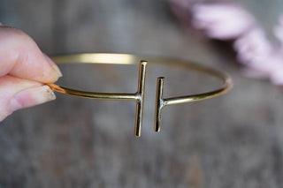 Minimalist Brass Bangle Bracelet, Open Cuff Bracelet, Gold Tone Armlet, Modern Statement Jewellery, Boho Bracelet for Women