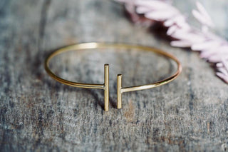 Minimalist Brass Bangle Bracelet, Open Cuff Bracelet, Gold Tone Armlet, Modern Statement Jewellery, Boho Bracelet for Women