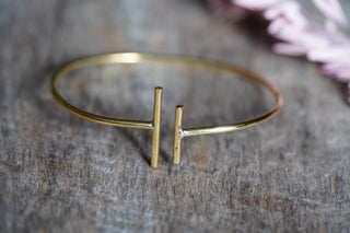 Minimalist Brass Bangle Bracelet, Open Cuff Bracelet, Gold Tone Armlet, Modern Statement Jewellery, Boho Bracelet for Women
