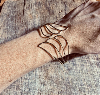 Angel Wing Brass Cuff Bracelet, Wing Bangle, Boho Statement Bracelet, Brass Arm Cuff, Alternative Jewellery, Gold Tone Bracelet