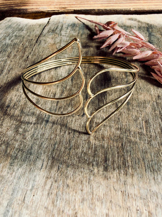 Angel Wing Brass Cuff Bracelet, Wing Bangle, Boho Statement Bracelet, Brass Arm Cuff, Alternative Jewellery, Gold Tone Bracelet