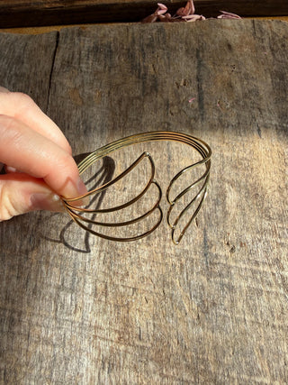 Angel Wing Brass Cuff Bracelet, Wing Bangle, Boho Statement Bracelet, Brass Arm Cuff, Alternative Jewellery, Gold Tone Bracelet