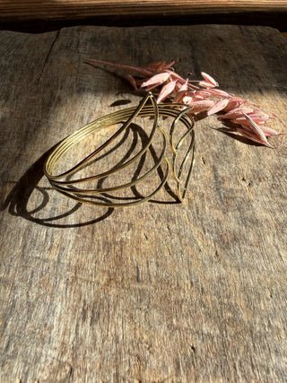 Angel Wing Brass Cuff Bracelet, Wing Bangle, Boho Statement Bracelet, Brass Arm Cuff, Alternative Jewellery, Gold Tone Bracelet