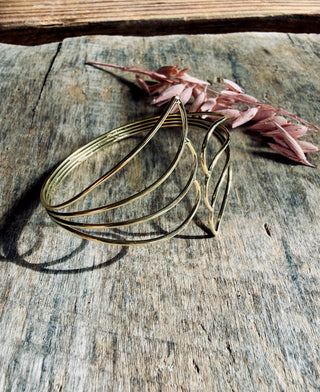 Angel Wing Brass Cuff Bracelet, Wing Bangle, Boho Statement Bracelet, Brass Arm Cuff, Alternative Jewellery, Gold Tone Bracelet