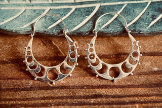 Silver Moon Phase Hoop Earrings, Celestial Hoops, Witchy Hoops, Witchy Gift for Her, Goddess Earrings