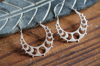 Silver Moon Phase Hoop Earrings, Celestial Hoops, Witchy Hoops, Witchy Gift for Her, Goddess Earrings