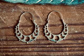 Silver Moon Phase Hoop Earrings, Celestial Hoops, Witchy Hoops, Witchy Gift for Her, Goddess Earrings