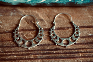 Silver Moon Phase Hoop Earrings, Celestial Hoops, Witchy Hoops, Witchy Gift for Her, Goddess Earrings