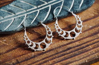 Silver Moon Phase Hoop Earrings, Celestial Hoops, Witchy Hoops, Witchy Gift for Her, Goddess Earrings