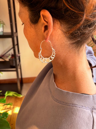 Silver Moon Phase Hoop Earrings, Celestial Hoops, Witchy Hoops, Witchy Gift for Her, Goddess Earrings