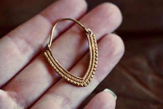 Small Brass Boho Hoop Earrings, Bohemian Style Hoops, Hypoallergenic Option, Gift for Her