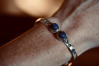 Lapis Lazuli Silver Cuff Bracelet, Spiritual Bracelet, Boho Silver Bangle, Statement Cuff, Feminine Jewellery, Gift for Her