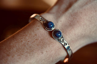 Lapis Lazuli Silver Cuff Bracelet, Spiritual Bracelet, Boho Silver Bangle, Statement Cuff, Feminine Jewellery, Gift for Her