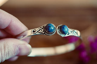Lapis Lazuli Silver Cuff Bracelet, Spiritual Bracelet, Boho Silver Bangle, Statement Cuff, Feminine Jewellery, Gift for Her