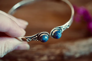Lapis Lazuli Silver Cuff Bracelet, Spiritual Bracelet, Boho Silver Bangle, Statement Cuff, Feminine Jewellery, Gift for Her