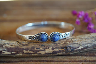Lapis Lazuli Silver Cuff Bracelet, Spiritual Bracelet, Boho Silver Bangle, Statement Cuff, Feminine Jewellery, Gift for Her