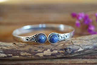 Lapis Lazuli Silver Cuff Bracelet, Spiritual Bracelet, Boho Silver Bangle, Statement Cuff, Feminine Jewellery, Gift for Her
