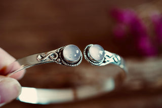 Rose Quartz Silver Cuff Bracelet, Spiritual Bracelet, Boho Silver Bangle, Statement Cuff, Feminine Jewellery, Gift for Her