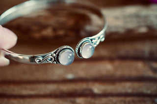 Rose Quartz Silver Cuff Bracelet, Spiritual Bracelet, Boho Silver Bangle, Statement Cuff, Feminine Jewellery, Gift for Her