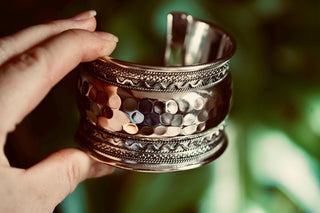 Silver Hammered Cuff Bracelet, Wide Boho Silver Cuff, Textured Statement Bracelet, Tribal Inspired Jewellery, Adjustable Cuff