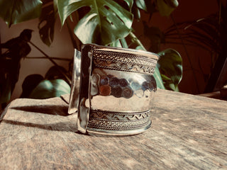 Silver Hammered Cuff Bracelet, Wide Boho Silver Cuff, Textured Statement Bracelet, Tribal Inspired Jewellery, Adjustable Cuff