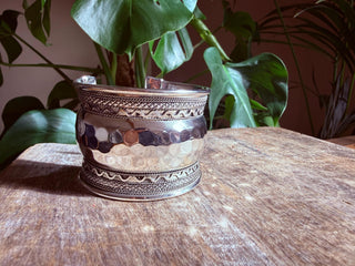 Silver Hammered Cuff Bracelet, Wide Boho Silver Cuff, Textured Statement Bracelet, Tribal Inspired Jewellery, Adjustable Cuff