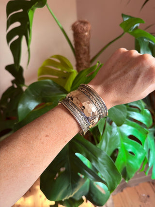 Silver Hammered Cuff Bracelet, Wide Boho Silver Cuff, Textured Statement Bracelet, Tribal Inspired Jewellery, Adjustable Cuff