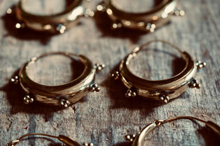 Gold Chunky Hoop Earrings, Multiple Size Beaded Hoop Earrings, Ethnic Hoop Earrings, Boho Statement Earrings