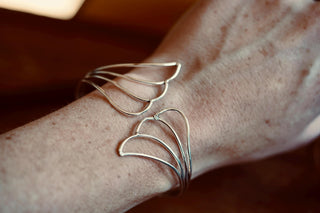 Angel Wing Silver Cuff Bracelet, Wing Bangle, Boho Statement Bracelet, Delicate Silver Bracelet, Alternative Jewellery,