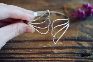 Angel Wing Silver Cuff Bracelet, Wing Bangle, Boho Statement Bracelet, Delicate Silver Bracelet, Alternative Jewellery,