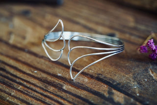 Angel Wing Silver Cuff Bracelet, Wing Bangle, Boho Statement Bracelet, Delicate Silver Bracelet, Alternative Jewellery,