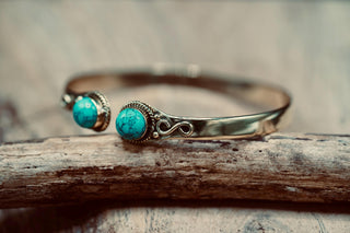 Turquoise Brass Bangle Bracelet, Spiritual Bracelet, Boho Brass Bangle, Statement Cuff, Feminine Jewellery, Gift for Her