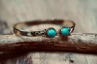 Turquoise Brass Bangle Bracelet, Spiritual Bracelet, Boho Brass Bangle, Statement Cuff, Feminine Jewellery, Gift for Her