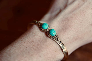 Turquoise Brass Bangle Bracelet, Spiritual Bracelet, Boho Brass Bangle, Statement Cuff, Feminine Jewellery, Gift for Her
