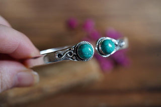 Turquoise Silver Bangle Bracelet, Spiritual Bracelet, Boho Silver Bangle, Statement Cuff, Feminine Jewellery, Gift for Her