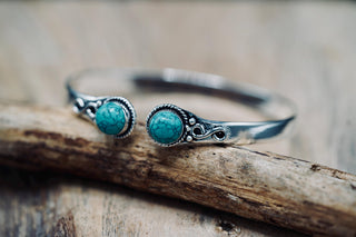 Turquoise Silver Bangle Bracelet, Spiritual Bracelet, Boho Silver Bangle, Statement Cuff, Feminine Jewellery, Gift for Her