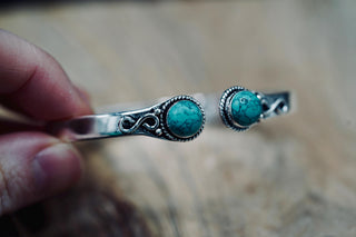 Turquoise Silver Bangle Bracelet, Spiritual Bracelet, Boho Silver Bangle, Statement Cuff, Feminine Jewellery, Gift for Her