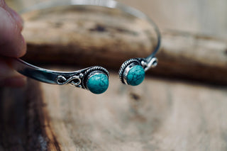 Turquoise Silver Bangle Bracelet, Spiritual Bracelet, Boho Silver Bangle, Statement Cuff, Feminine Jewellery, Gift for Her