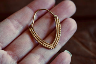 Small Brass Boho Hoop Earrings, Bohemian Style Hoops, Hypoallergenic Option, Gift for Her