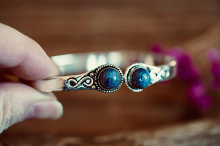 Lapis Lazuli Silver Cuff Bracelet, Spiritual Bracelet, Boho Silver Bangle, Statement Cuff, Feminine Jewellery, Gift for Her
