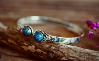 Lapis Lazuli Silver Cuff Bracelet, Spiritual Bracelet, Boho Silver Bangle, Statement Cuff, Feminine Jewellery, Gift for Her
