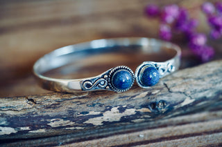 Lapis Lazuli Silver Cuff Bracelet, Spiritual Bracelet, Boho Silver Bangle, Statement Cuff, Feminine Jewellery, Gift for Her