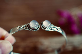 Rose Quartz Silver Cuff Bracelet, Spiritual Bracelet, Boho Silver Bangle, Statement Cuff, Feminine Jewellery, Gift for Her