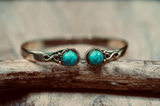Turquoise Brass Bangle Bracelet, Spiritual Bracelet, Boho Brass Bangle, Statement Cuff, Feminine Jewellery, Gift for Her