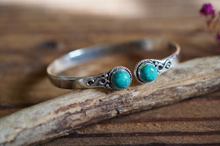 Turquoise Silver Bangle Bracelet, Spiritual Bracelet, Boho Silver Bangle, Statement Cuff, Feminine Jewellery, Gift for Her