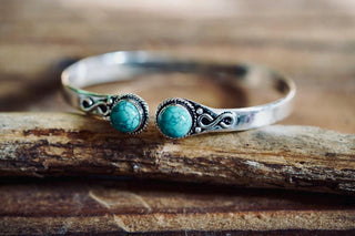 Turquoise Silver Bangle Bracelet, Spiritual Bracelet, Boho Silver Bangle, Statement Cuff, Feminine Jewellery, Gift for Her