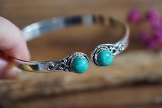 Turquoise Silver Bangle Bracelet, Spiritual Bracelet, Boho Silver Bangle, Statement Cuff, Feminine Jewellery, Gift for Her