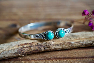 Turquoise Silver Bangle Bracelet, Spiritual Bracelet, Boho Silver Bangle, Statement Cuff, Feminine Jewellery, Gift for Her