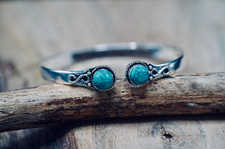 Turquoise Silver Bangle Bracelet, Spiritual Bracelet, Boho Silver Bangle, Statement Cuff, Feminine Jewellery, Gift for Her